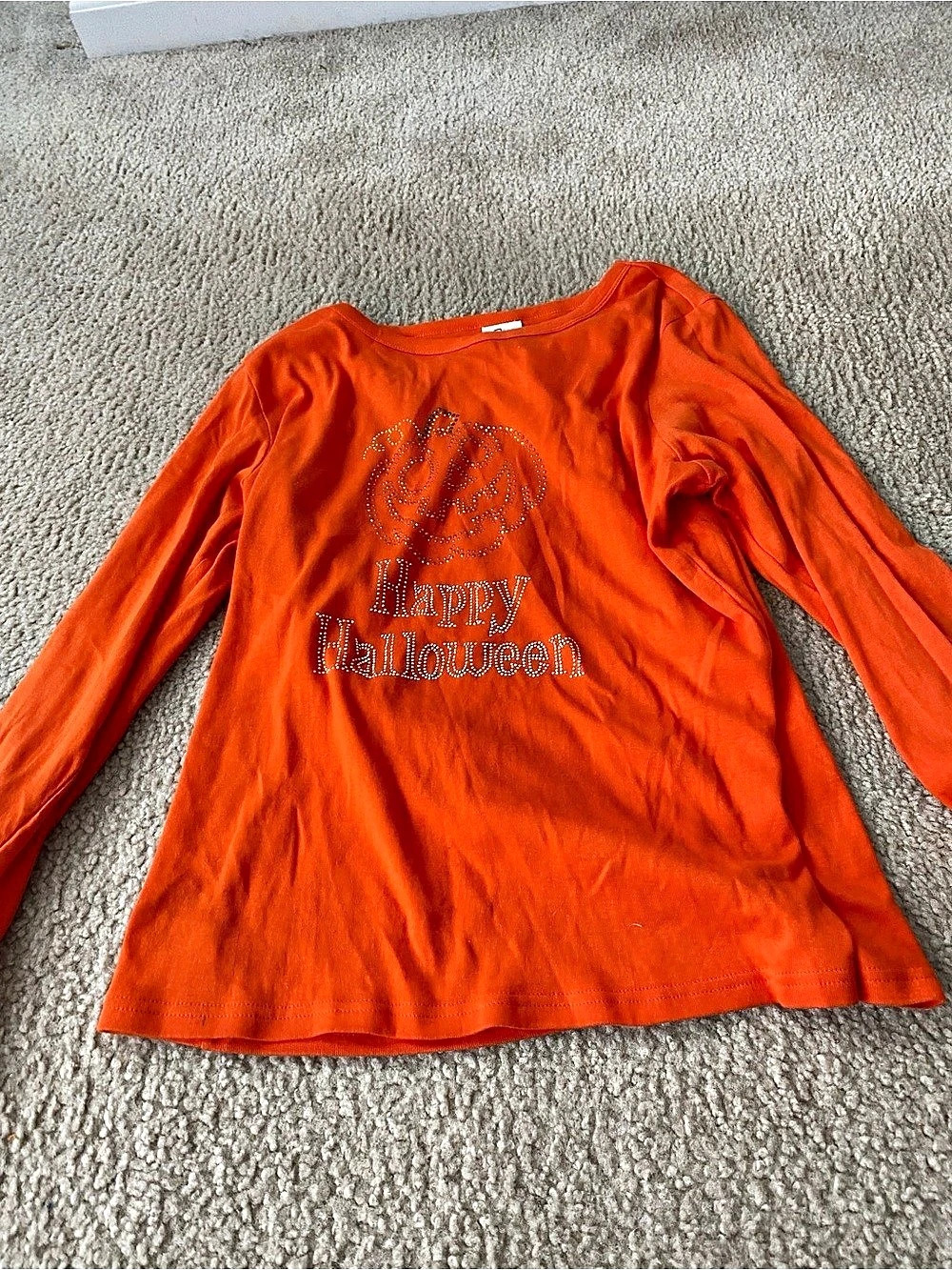 Fashion Bug Ladies Long Sleeve Halloween Tee Orange Size XL NWT Rhinestones